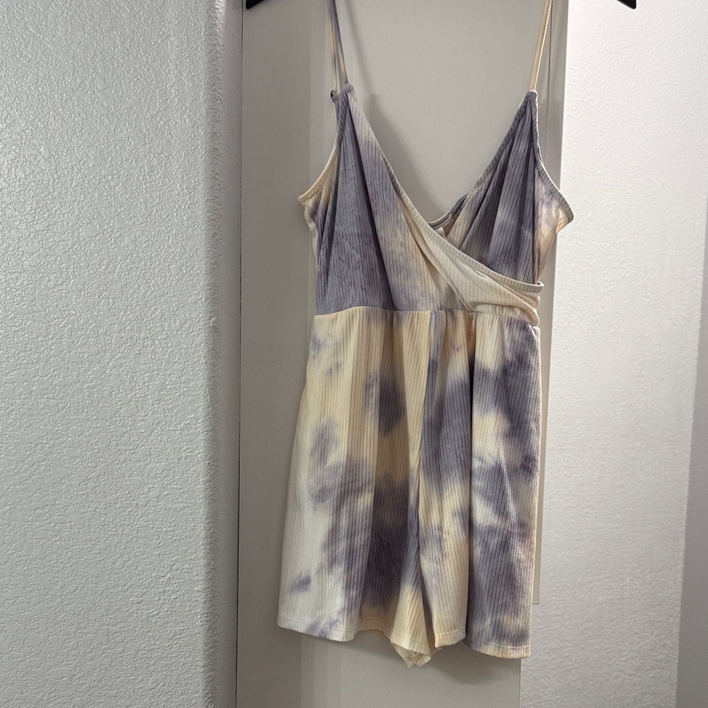 Tilly's Cream and Purple Tie-Dye Romper